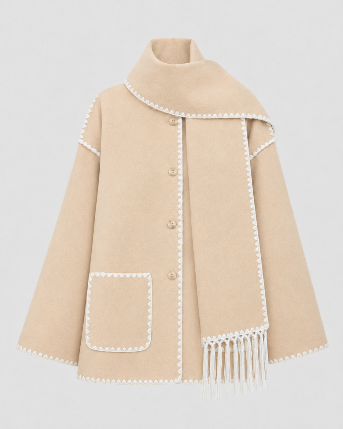 Women's Oversized Whipstitch Fringe Scarf Coat