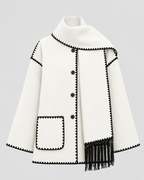 Women's Oversized Whipstitch Fringe Scarf Coat