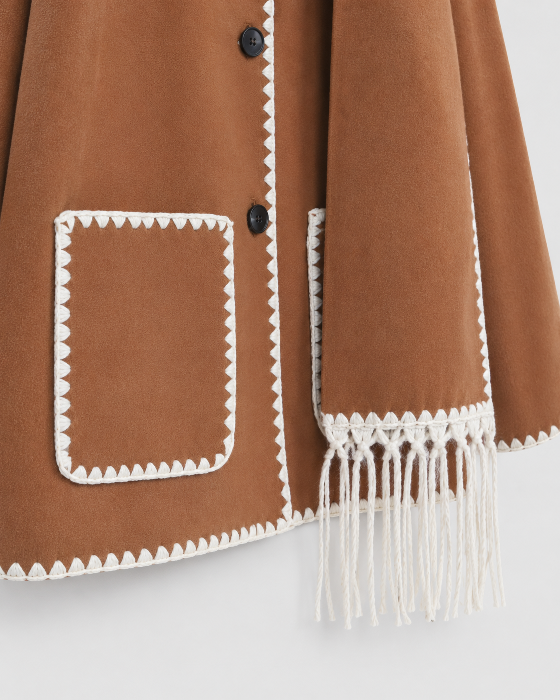 Women's Oversized Whipstitch Fringe Scarf Coat