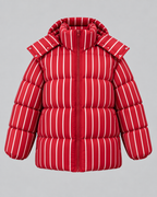 Women's Oversized Zip-Up Puffer Jacket - Striped