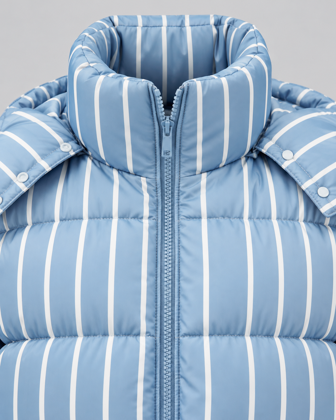 Women's Oversized Zip-Up Puffer Jacket - Striped