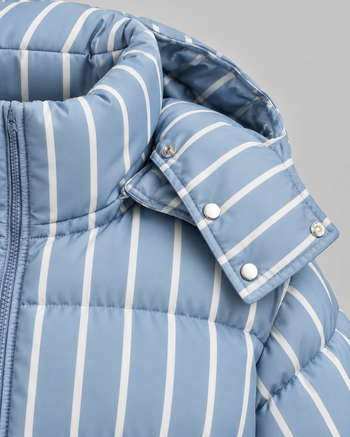 Women's Oversized Zip-Up Puffer Jacket - Striped