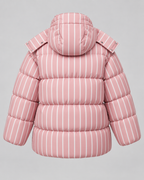 Women's Oversized Zip-Up Puffer Jacket - Striped