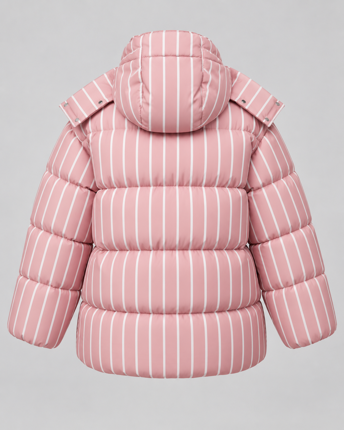 Women's Oversized Zip-Up Puffer Jacket - Striped