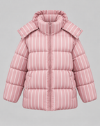 Women's Oversized Zip-Up Puffer Jacket - Striped