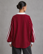 Women's Pinstripe Collegiate Jersey - Streetwear Fit