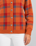 Women's Plaid Knit Cardigan - Collared Button Front Relaxed Fit