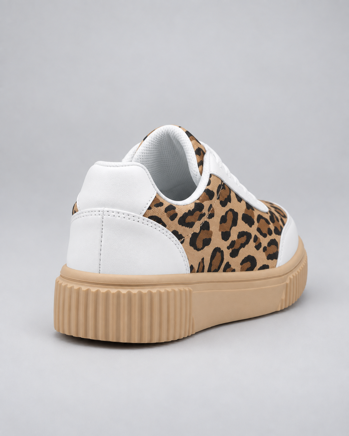 Women's Platform Sneakers - Leopard Print Lace-Up