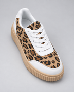 Women's Platform Sneakers - Leopard Print Lace-Up
