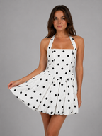 Women's Polka Dot Halter Mini Dress