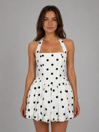 Women's Polka Dot Halter Mini Dress