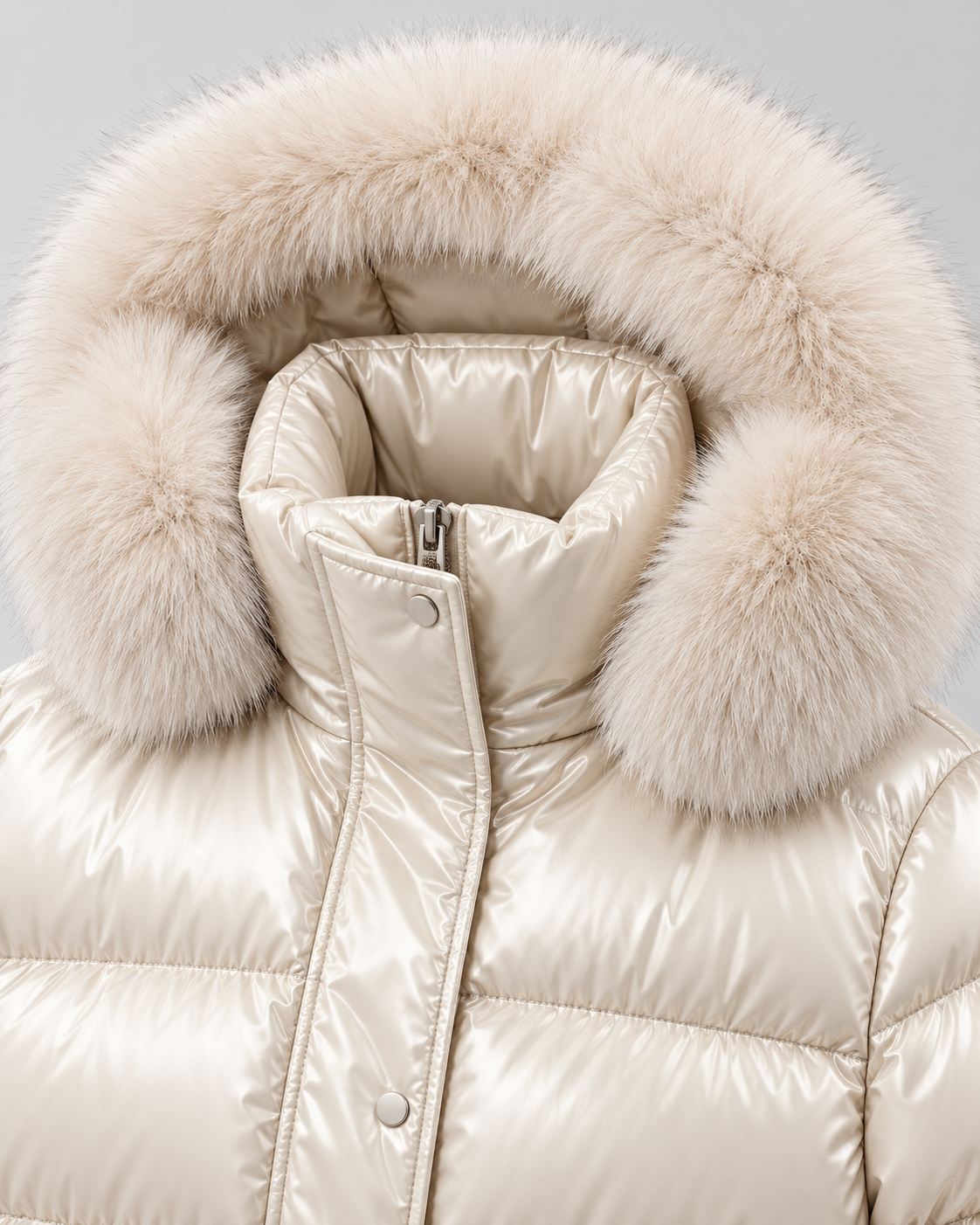 Women's Puffer Jacket - Fur-Trim Hood Belted Waist