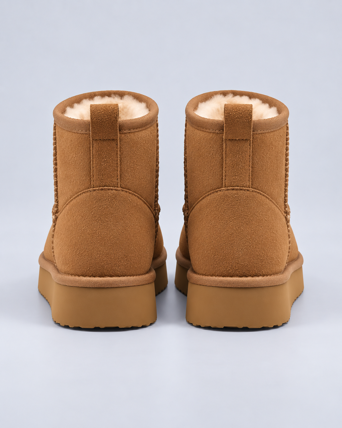 Women's Pull-On Ankle Boots - Fleece-Lined Platform Sole