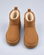 Women's Pull-On Ankle Boots - Fleece-Lined Platform Sole
