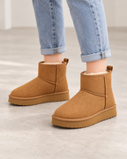 Women's Pull-On Ankle Boots - Fleece-Lined Platform Sole