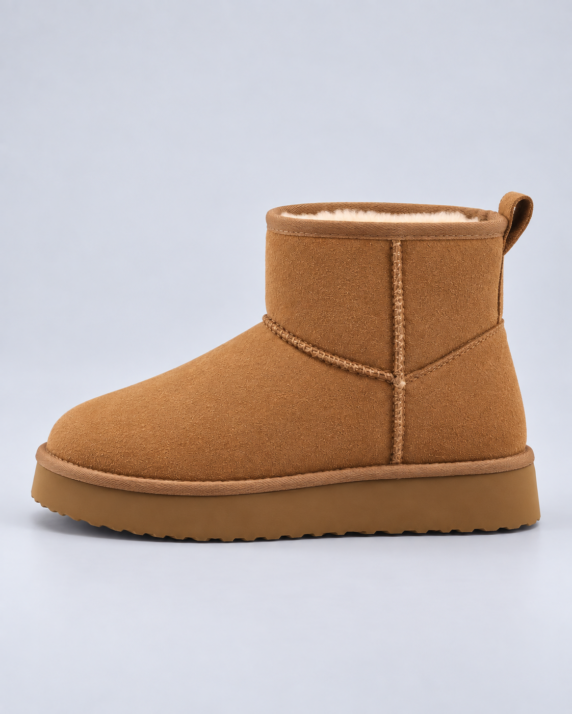 Women's Pull-On Ankle Boots - Fleece-Lined Platform Sole