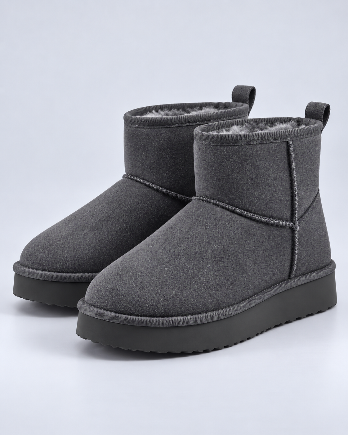 Women's Pull-On Ankle Boots - Fleece-Lined Platform Sole