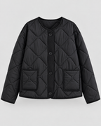 Diamond Quilted Liner Jacket - Collarless Relaxed Fit