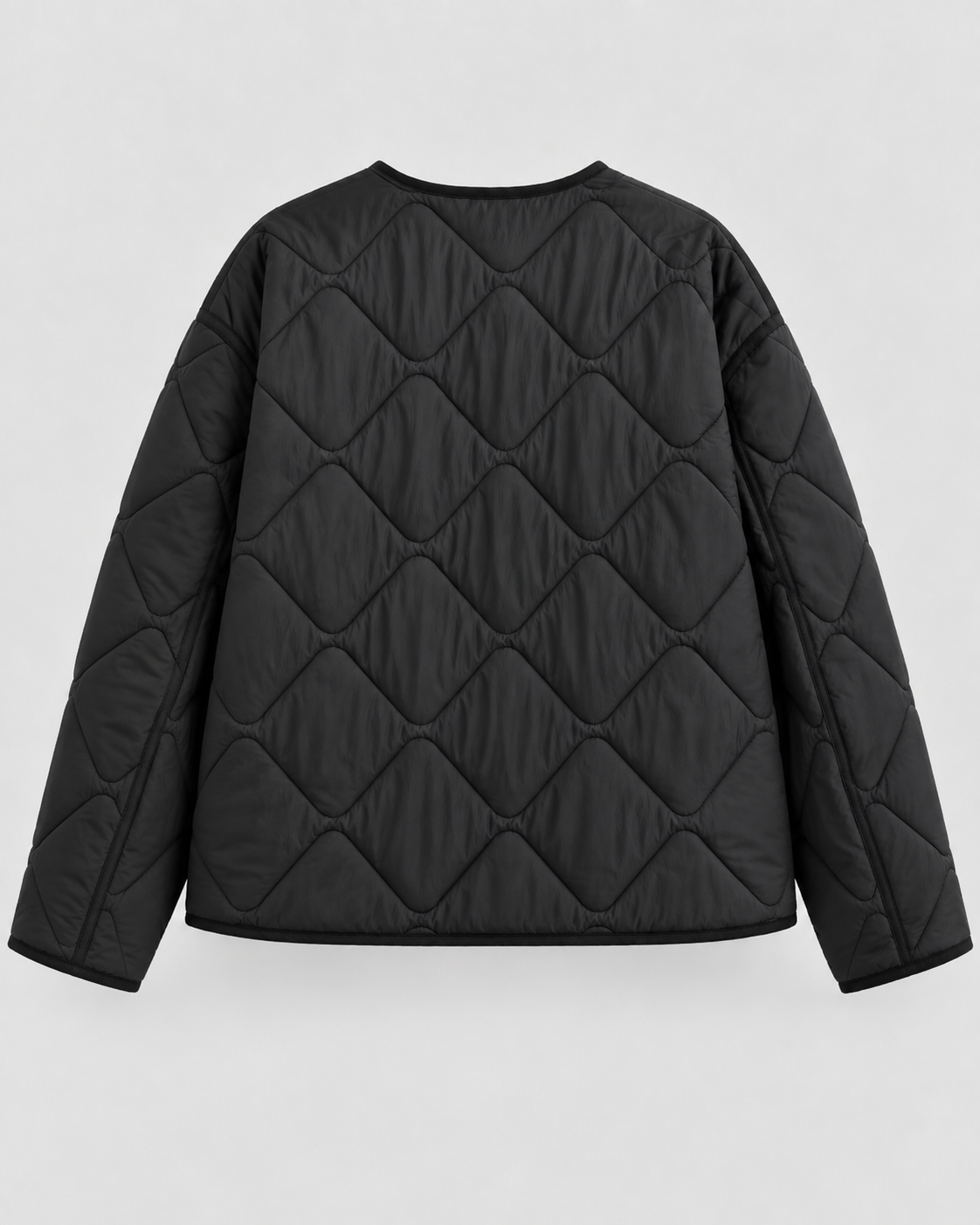 Diamond Quilted Liner Jacket - Collarless Relaxed Fit
