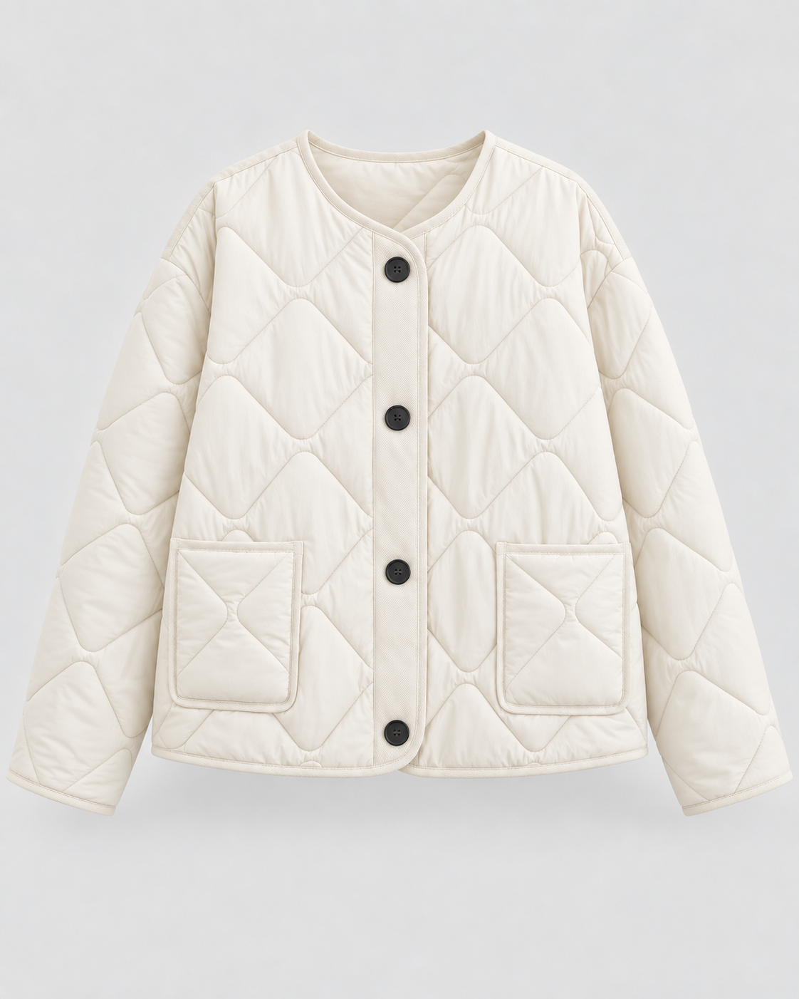 Diamond Quilted Liner Jacket - Collarless Relaxed Fit