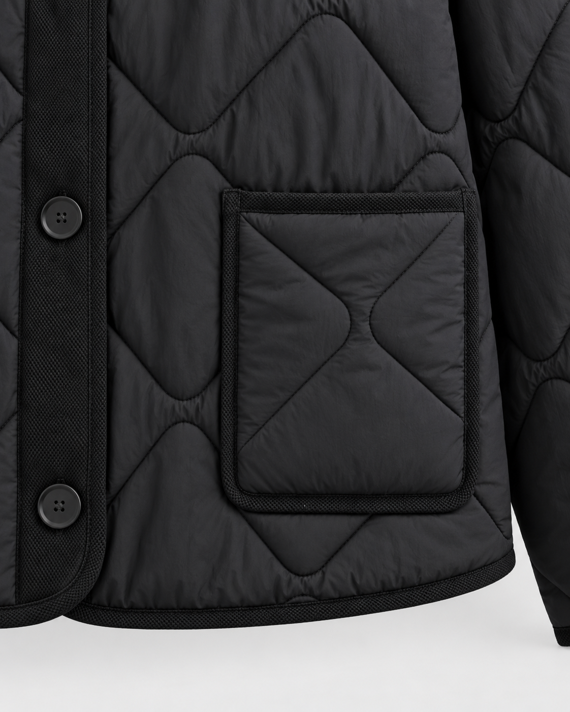 Diamond Quilted Liner Jacket - Collarless Relaxed Fit