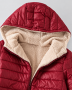 Women's Quilted Puffer Coat with Hood & Ribbed Knit Cuffs