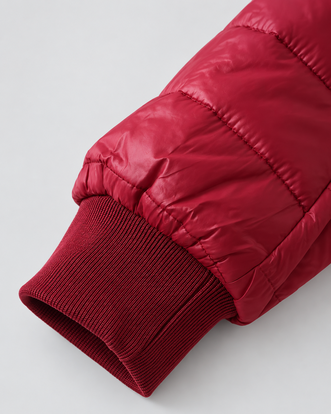 Women's Quilted Puffer Coat with Hood & Ribbed Knit Cuffs