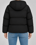 Women's Quilted Puffer Jacket - Hooded Hip-Length Fit