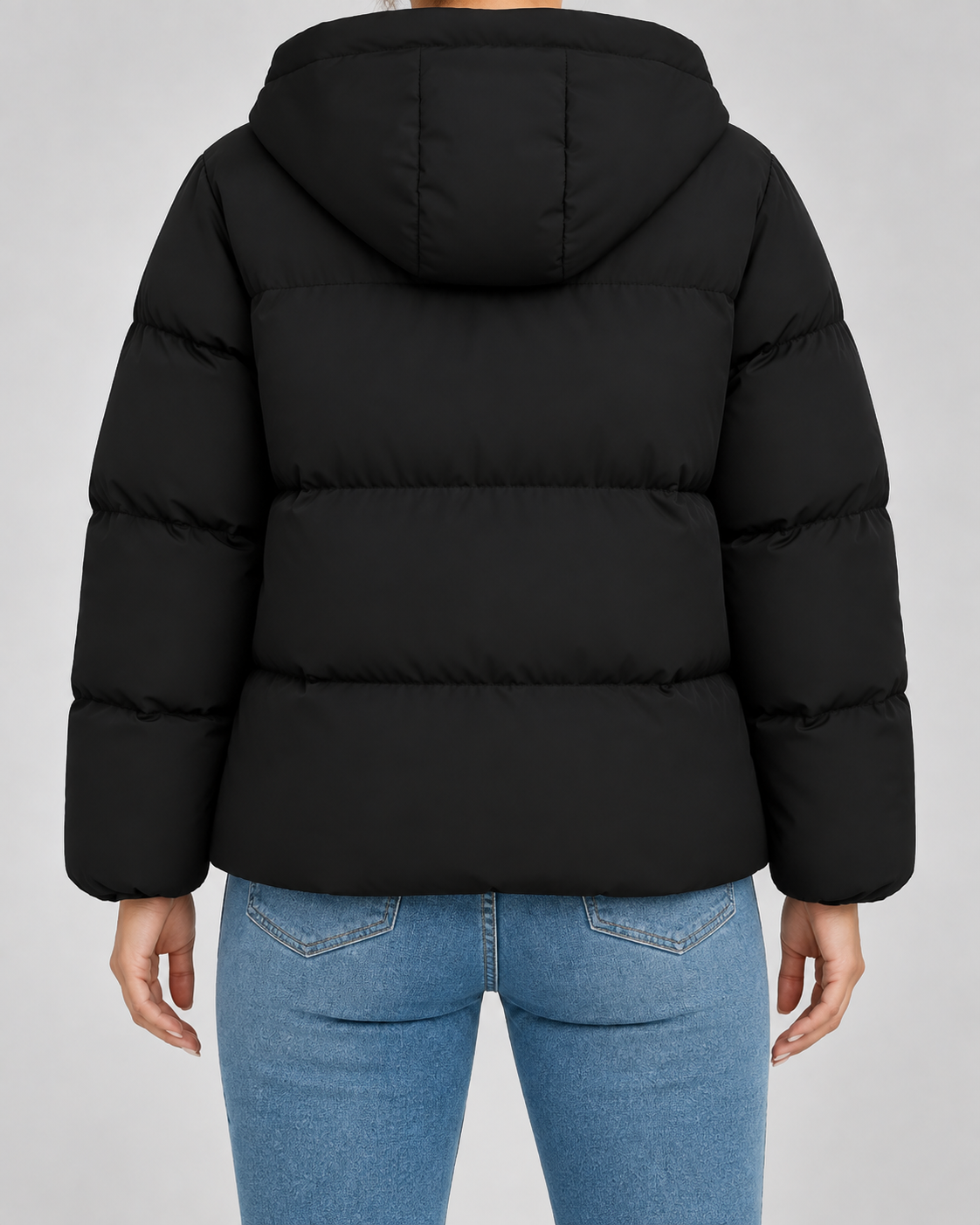 Women's Quilted Puffer Jacket - Hooded Hip-Length Fit