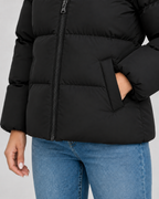 Women's Quilted Puffer Jacket - Hooded Hip-Length Fit