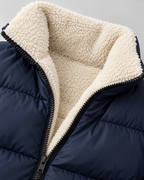 Women's Quilted Puffer Jacket – Teddy-Lined Stand Collar