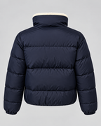 Women's Quilted Puffer Jacket – Teddy-Lined Stand Collar