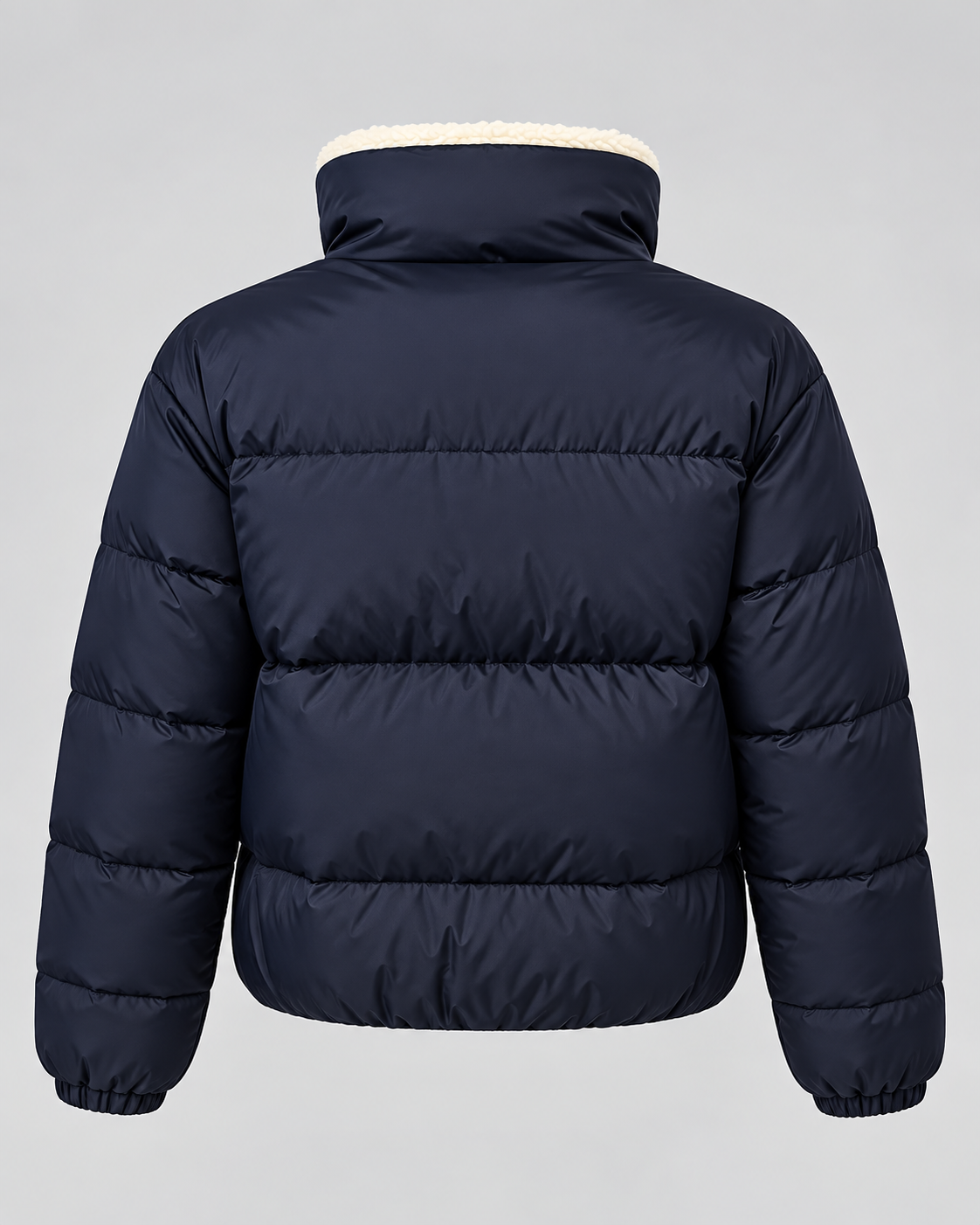 Women's Quilted Puffer Jacket – Teddy-Lined Stand Collar