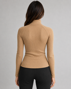 Women's Ribbed Quarter-Zip Sweater - Slim High Neck