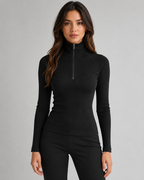 Women's Ribbed Quarter-Zip Sweater - Slim High Neck