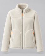 Women's Sherpa Fleece Zip Jacket - Stand Collar with Pockets