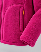 Women's Sherpa Fleece Zip Jacket - Stand Collar with Pockets