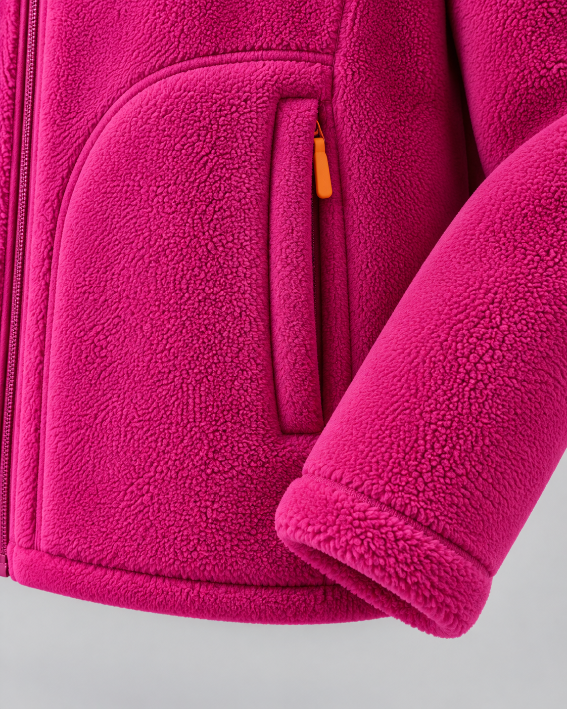 Women's Sherpa Fleece Zip Jacket - Stand Collar with Pockets