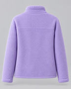 Women's Sherpa Fleece Zip Jacket - Stand Collar with Pockets