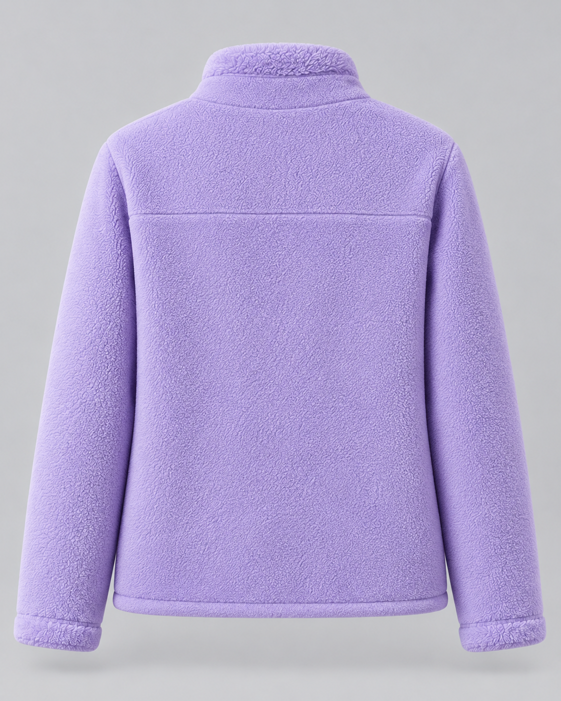 Women's Sherpa Fleece Zip Jacket - Stand Collar with Pockets