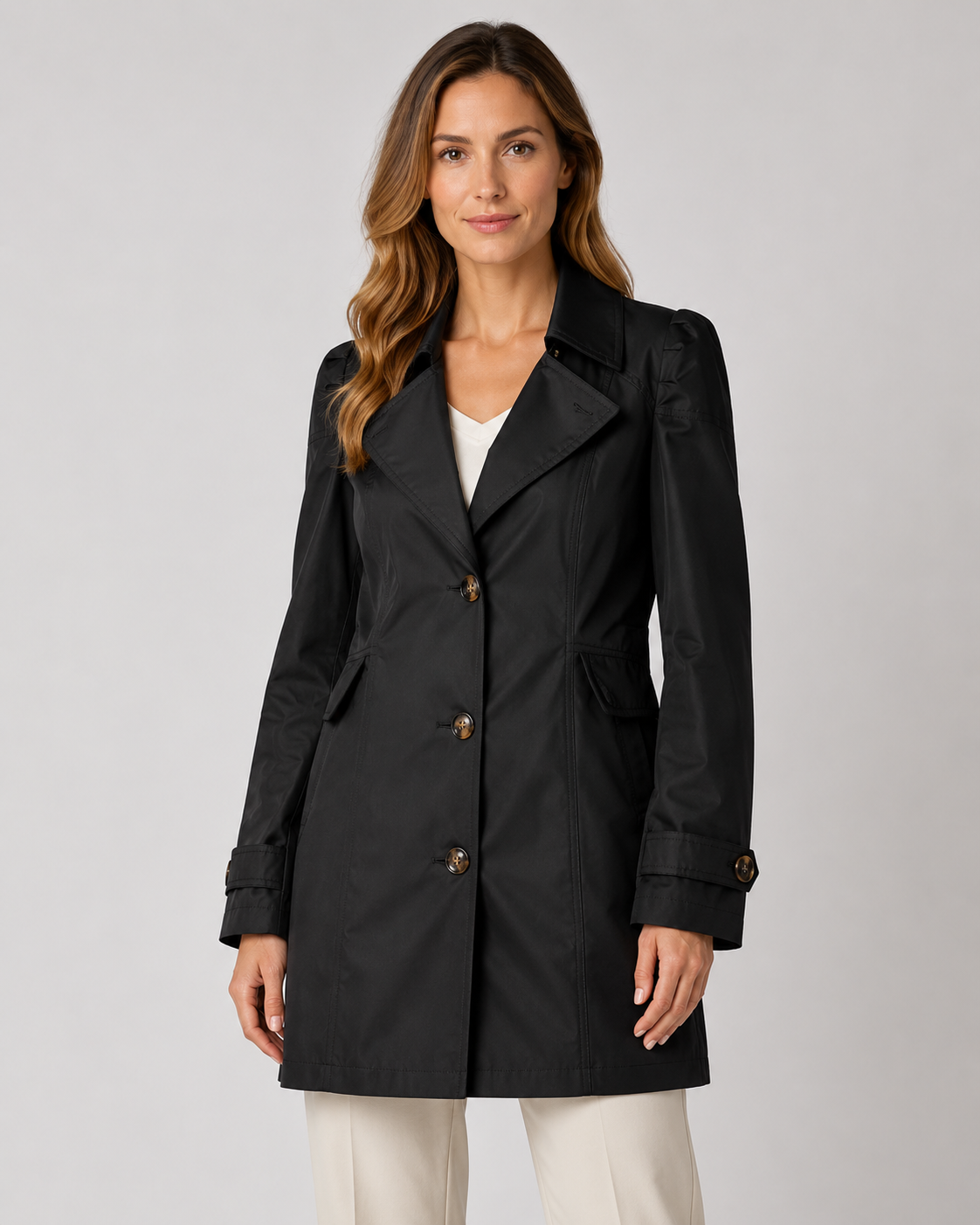 Women's Short Trench Coat - Single-Breasted