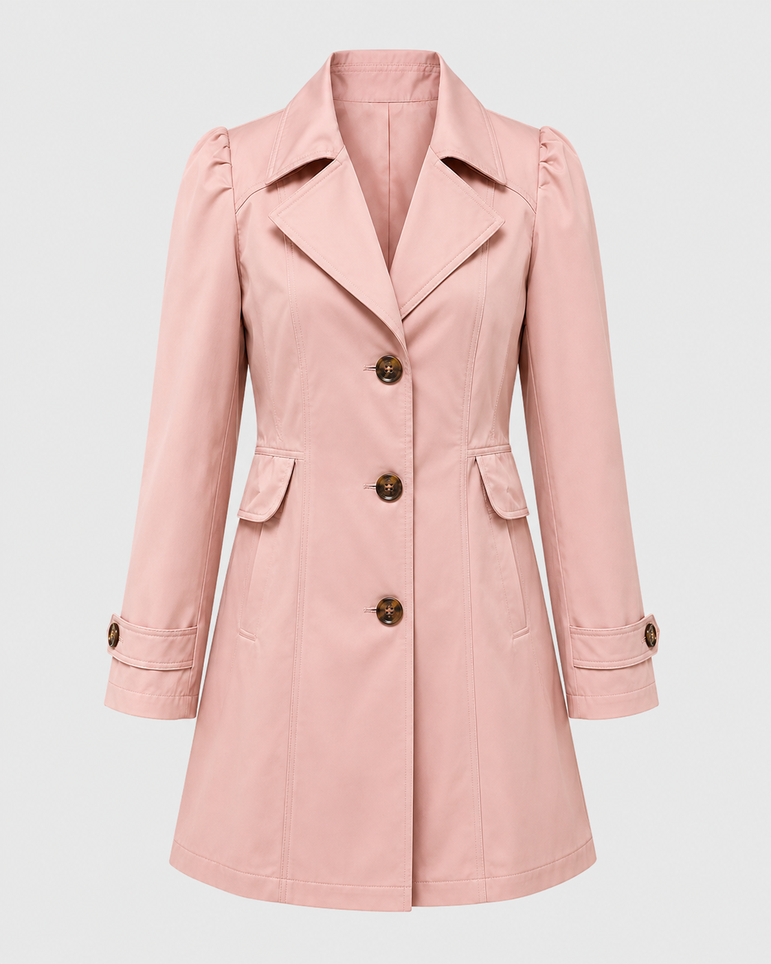 Women's Short Trench Coat - Single-Breasted