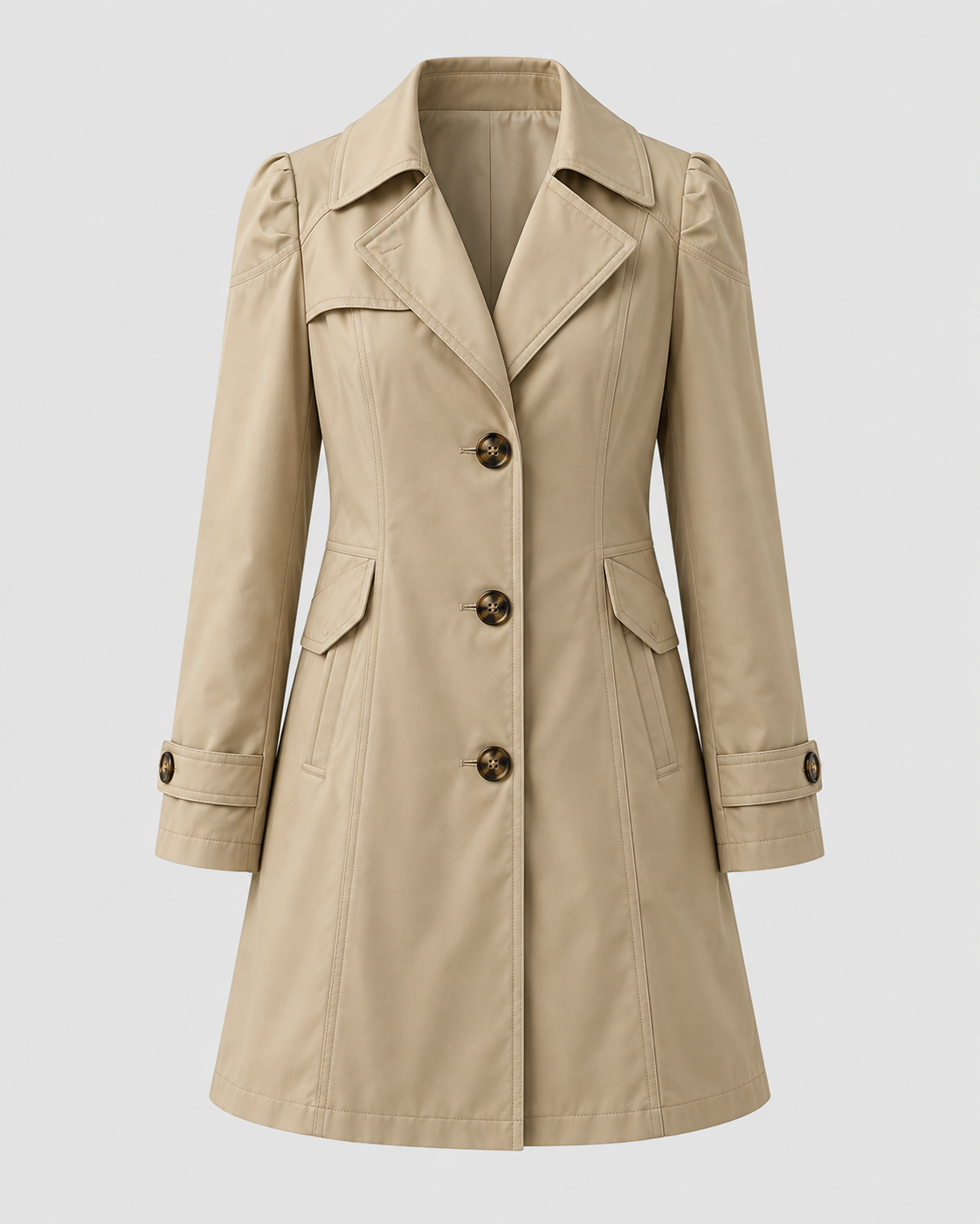 Women's Short Trench Coat - Single-Breasted