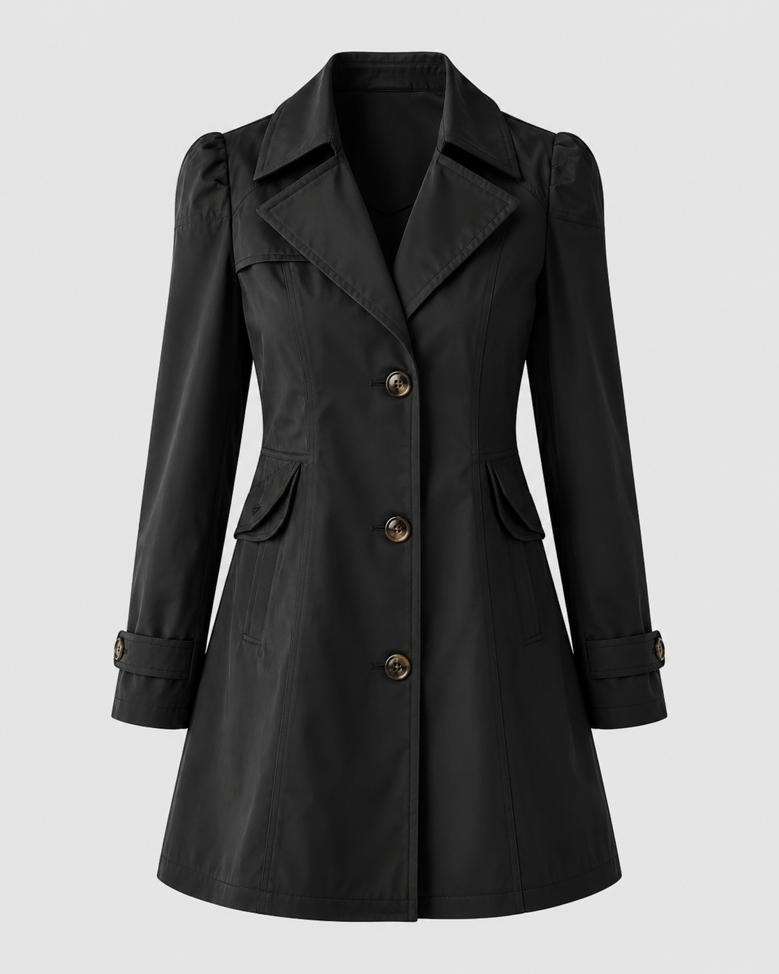 Women's Short Trench Coat - Single-Breasted