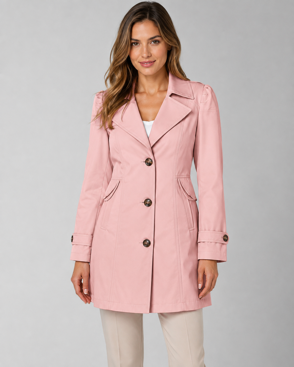 Women's Short Trench Coat - Single-Breasted