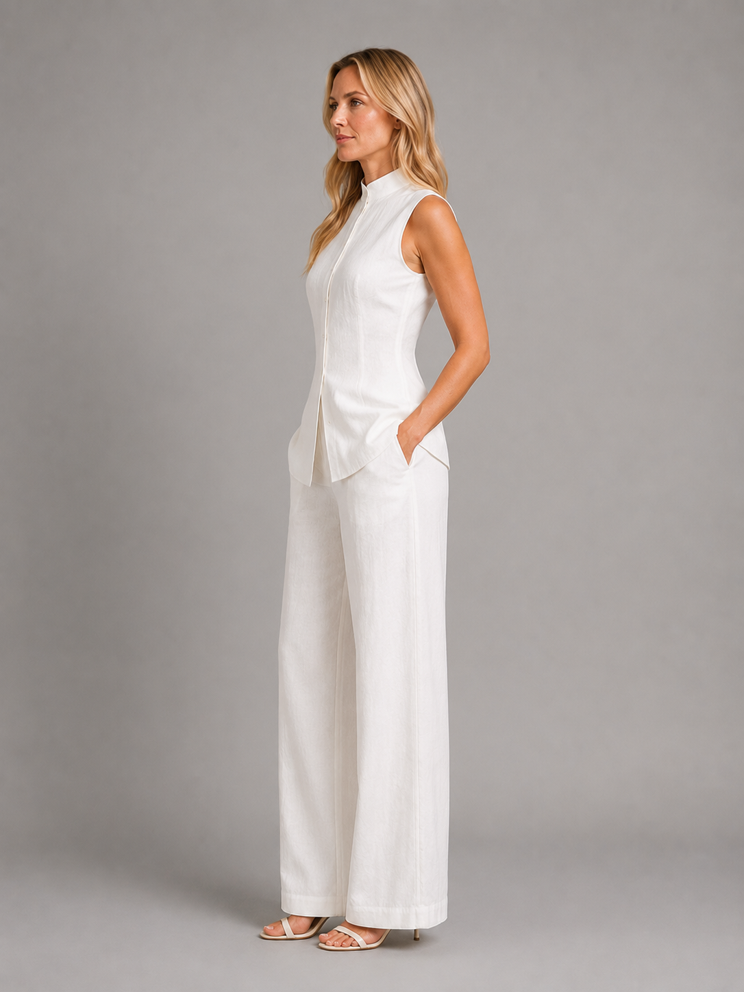 Women's Sleeveless Top & Wide Leg Pants Two Piece Set