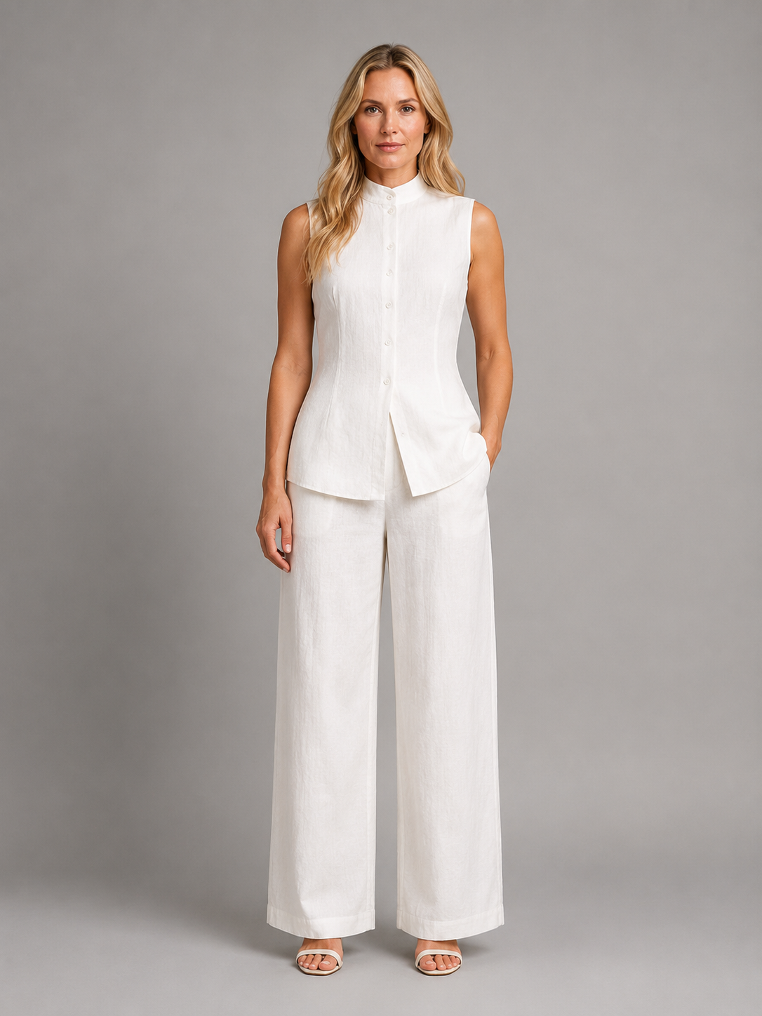 Women's Sleeveless Top & Wide Leg Pants Two Piece Set