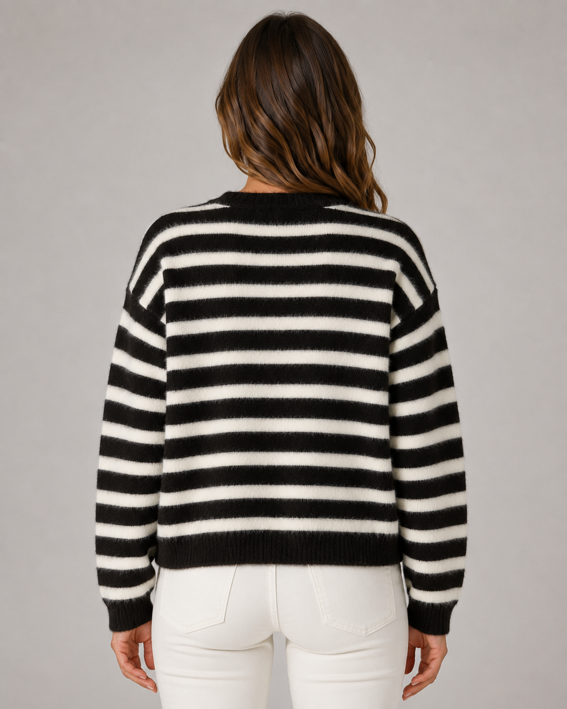Women's Striped Button-Front Cardigan - Relaxed Knit