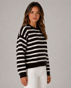 Women's Striped Button-Front Cardigan - Relaxed Knit