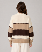 Women's Striped Color Block Knit Sweater - Crew Neck Relaxed Fit